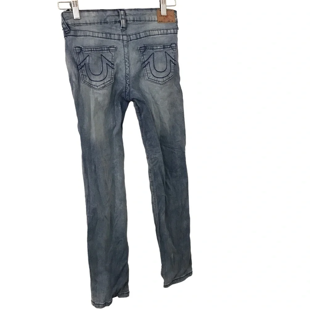 True Religion kids light wash blue distressed denim jeans size 10